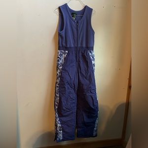 LL Bean bibbed snow pants purple fleece bibs floral print bottom new big kids 16